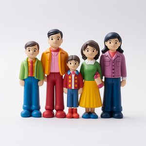 Custom Anime PVC Family Action Figure 2.5 Inch Vinyl Collectible Family <strong>Toy</strong> Set 3D Injection Molded Character Model <strong>Prototype</strong> - Product Image 4