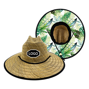 Venta al por mayor verano salvavidas sombrero de paja bajo pesca impresión personalizada América sombrero de playa Surf salvavidas con logotipo sombrero de paja - Product Image 5
