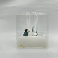 Porte-stylo flottant en acrylique avec figurines scellées étoile de mer et pingouin pour décoration de bureau et papeterie aquatique