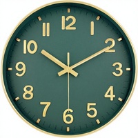 Jam Dinding Modern dengan Jarum Penunjuk Waktu dan Mesin Quartz Senyap - Warna Hijau untuk Kamar Tidur, Ruang Tamu, Kantor Rumah, Dapur, Bersertifikasi CE RoHS