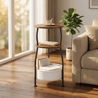 Table basse moderne personnalisée pour petits espaces avec panier de rangement, 3 niveaux, en MDF, meubles de salon
