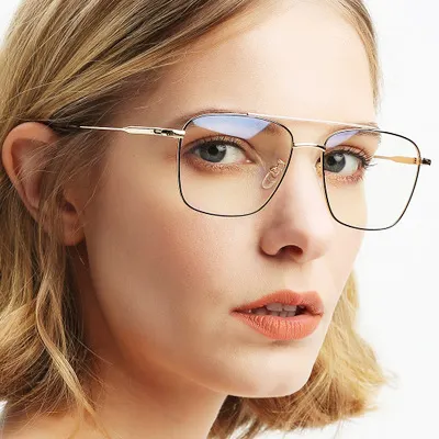 GG05ロシア市場向け特大メタルダブルブリッジ光学フレーム/近視眼鏡フレーム用ユニセックス光学ガラス