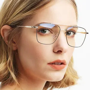 GG05 büyük boy Metal çift köprü gözlük çerçeveleri rus pazarı için/Unisex optik gözlük miyopi gözlük çerçevesi