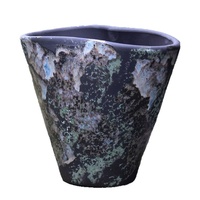 Grand pot de fleurs autoportant en grès, de style frais et de forme unique, respirant, finition émaillée, durable pour plantes vertes et bonsaïs