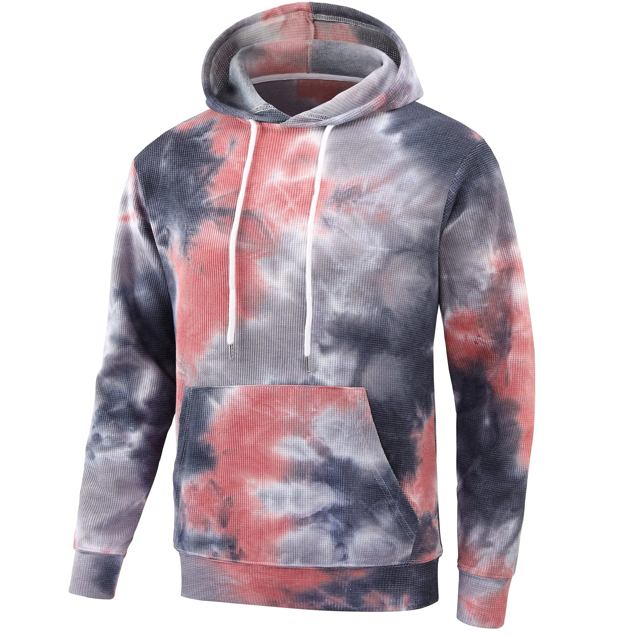 Casual Tie Dye Print Hoodie Met Lange Mouwen Trekkoord Hoodies Sweatshirt Met Zakken Streetwear Tops Pullover