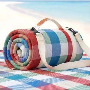 Foldable Waterproof Plaid Mat, Thickened Outdoor <b>Camping</b> Beach <b>Blanket</b> With Portable Carry Strap <b>for</b> Picnic - Product Image 2