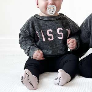 Wholesale custom acid wash black everyday girls sweatshirt <strong>sissy</strong> words <strong>baby</strong> comfortable wear sweatshirt - Product Image 5