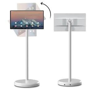 21.5 Inch Facebook Live Streaming Broadcasting Hd Led Display Vloerstandaard Tv Ips Beweegbare Android Stand By Me Tv
