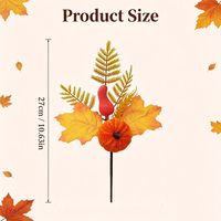 Tige de feuille d'érable artificielle en forme de citrouille, branche florale artificielle pour la récolte d'automne et Thanksgiving, pour la décoration de la maison et des fêtes
