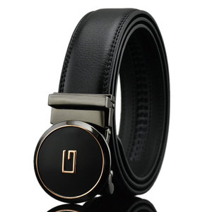 Cinturón automático <span class=keywords><strong>ajustable</strong></span> de negocios e informal Cinturón genuino de cuero negro para hombres - Product Image 1