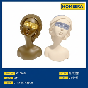 Commercio all'ingrosso 15x7x23cm nero bianco resina sculture Decorative Art Deco Design Vintage per casa ufficio che vivono accessori di arredamento - Product Image 1