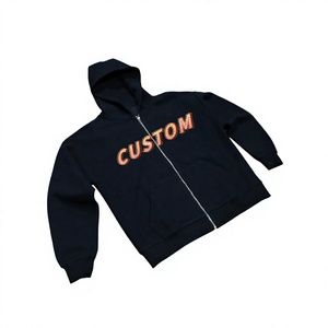 Sudadera con Capucha Unisex de Algodón Desgastado Estilo Vintage, con Cierre, Bordado 3D, para Invierno, Personalizada, 400GSM, Lavado Ácido - Product Image 1