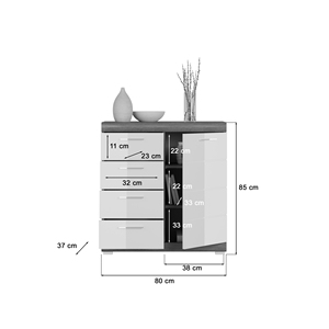 Cómoda moderna de diseño alemán X06B2902 MDF Roble Metal y cómoda de hierro para almacenamiento en la sala de estar - Product Image 4