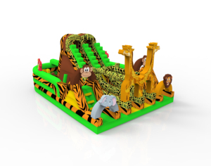 Trò Chơi Chạy Bộ Vui Nhộn Thương Mại Với Cầu Trượt Kết Hợp Sân Chơi Lâu Đài Bouncy Sân Chơi Chủ Đề Động Vật Chướng Ngại Vật Bơm Hơi - Product Image 3