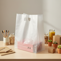 Sac de transport en plastique PE transparent réutilisable, épais, à fond carré, découpé, avec poignée patch, impression héliogravure, couleurs personnalisées, sur mesure