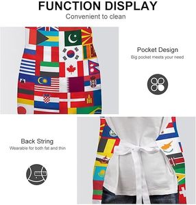 Tablier <span class=keywords><strong>de</strong></span> cuisine long et amusant à motifs drapeaux nationaux, avec sangle <span class=keywords><strong>de</strong></span> cou réglable et poches, idéal pour les chefs, la cuisine et le dessin - Meilleures ventes - Product Image 3