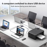USB 3.2 Anahtarlayıcı, 4 Bilgisayar 1 USBC ve 3 USBA Cihazını Ortaklaşa Kullanır, 10Gbps 4 Portlu USB Anahtarlayıcı