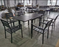 Table à manger rectangulaire en aluminium durable au design moderne pour cour, jardin, cuisine, hôtel, usage familial, mobilier d'extérieur