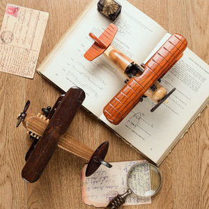 Ornamento da Scrivania <span class=keywords><strong>di</strong></span> Alta Qualità, Modello Decorativo Creativo in <span class=keywords><strong>Legno</strong></span>, Aeroplano in Stile Vintage per Bambini - Product Image 4