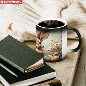 Tasse magique sensible à la chaleur 11oz en céramique noire givrée pour boissons chaudes - Product Image 3
