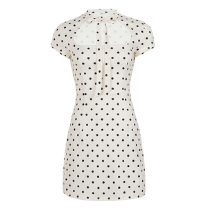 Minivestido ajustado con cintura anudada y lunares para mujer, vestido corto elegante y gracioso - Product Image 6