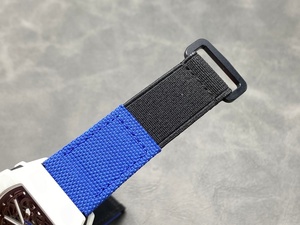 Men's Hollowed-Out Automatic Barrel-shaped <b>Watch</b> - White <b>case</b>, blue nylon strap - Luxury mechanical <b>watch</b>, sport style - Product Image 3