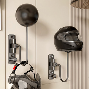 高品質壁掛け式180度回転スイベルヘルメットホルダー（バイク、コート、帽子用） - Product Image 4