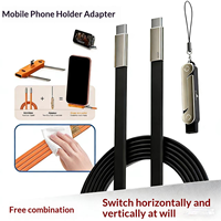 Kabel Data Pengisian Cepat 2-in-1 240W 5A dengan Braket Lipat, Tipe-C ke Tipe-C, Dilengkapi Penyangga Ponsel/Tablet