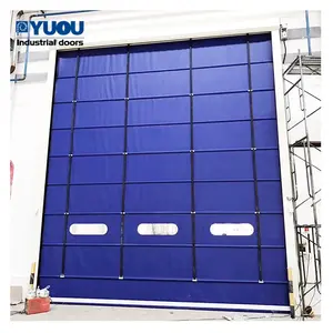 Rideau en PVC à cadre en acier automatique transparent industriel empilant la porte enroulable à grande vitesse