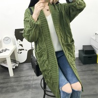 Pull cardigan long en tricot pour femmes, mode automne-hiver, ouverture devant, pour la vente en gros