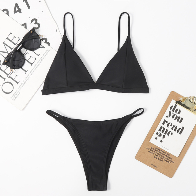 Mix Color Plus Size Solid Color Swimwear Extreme Sexy Beach Girl Mini Micro Bikini Transparent Micro Bikini