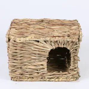 Folding Grass House Rabbit Totoro Hamster Hedgehog Guinea Pig Straw Woven Pet Nest House Breeding Nest