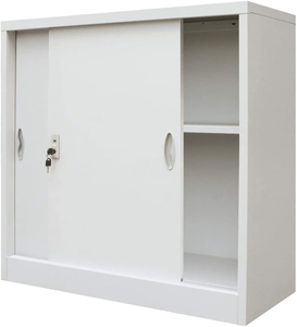 Modern <b>Office</b> Cabinet with Sliding Doors Filing Sideboard Storage Adjustable- <b>Shelf</b> Easy Assembly Durable Metal Gray Commercial - Product Image 1