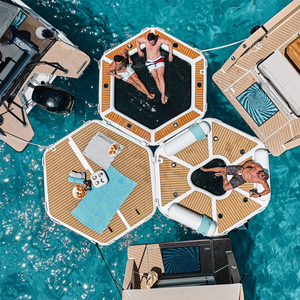 Isola Galleggiante Gonfiabile Tropicale Resistente per 8 Persone con Rete, Lettino Pieghevole da Spiaggia per <span class=keywords><strong>Mare</strong></span> - Product Image 5