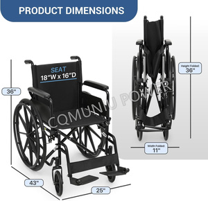 Sedia a Rotelle Manuale Pieghevole Leggera in Acciaio, Confortevole e Economica per Disabili - Product Image 3