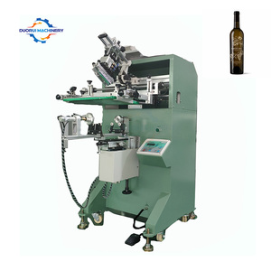 Multi Shape Glass Plastic Wine Cosmetic Bottle Cylindrical Surface Logo Printing Press Semi Automatic Screen Printing Machine