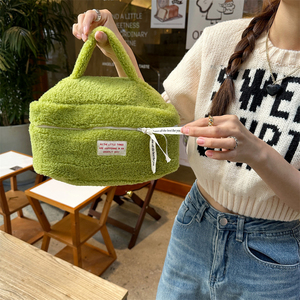 Bolsa de Aseo de Felpa Suave de Color Sólido, Bolsa Organizadora de Maquillaje, Bolsa de Almacenamiento Multiusos para Cuidado de la Piel, para Viajes y Uso Diario - Product Image 3