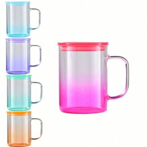 Gobelets en verre transparents de 17 oz pour sublimation, effet dégradé, couleurs bonbon, avec couvercle en plastique coloré et paille - Product Image 3