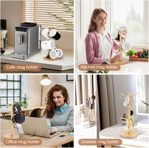 Soporte Ecológico para Tazas con 6 Ganchos Decorativos Antideslizantes, Tipo de Inserción con Tornillos, para Uso Doméstico - Product Image 5