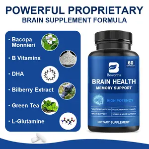 Etichetta privata 60 pz capsula per la salute del cervello Multi vitamina complesso capsula di memoria e supporto allo Stress integratore alimentare - Product Image 2