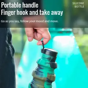 Botella de agua de camuflaje duradera, taza plegable de silicona portátil, tetera deportiva de granada de mano de 500ml - Product Image 3