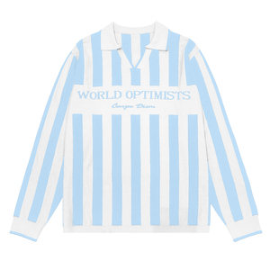 Suéter tipo <span class=keywords><strong>polo</strong></span> personalizado de punto jacquard a rayas para <span class=keywords><strong>hombre</strong></span> con decoración de logotipo - Product Image 3