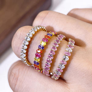 Anillos de Banda Ovalados de Eternidad con Circonita Cúbica Brillante, Chapados en Oro de 18K, Precio de Fábrica, Venta al por Mayor, Regalo para Mujer - Product Image 3