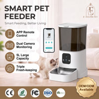 Distributeur automatique intelligent et écologique pour animaux de compagnie, en acier inoxydable, stockage de nourriture pour chats 5L, contrôle WiFi via application, double caméra, étanche