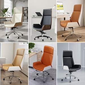 Fauteuil de <span class=keywords><strong>Bureau</strong></span> de Direction Pivotant à Dossier Haut <span class=keywords><strong>en</strong></span> Cuir Noir et Noyer, Foshan - Product Image 6