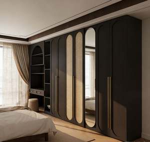 Armoire moderne sur mesure en bois massif avec étagères réglables, tringles de suspension et rangement pour chaussures, idéale pour l'organisation de la chambre et du salon - Product Image 4