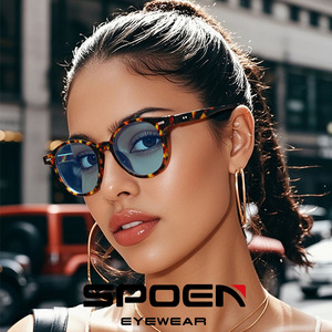 SPOEN Lunettes de soleil rondes pour femmes, monture complète, protection UV400, style rétro - Product Image 1