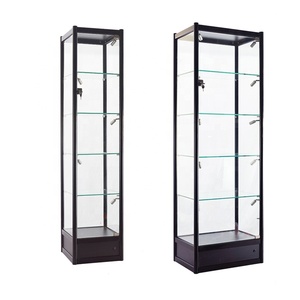 Custom Free Standing Metal or Aluminum Frame Glass Shelves Lockable Glass <strong>Display</strong> Cabinet with Led Lights - Product Image 4