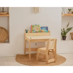 モンテッソーリ子供アクティビティデスク学習就学前デスク子供たちが本棚幼児で感覚テーブルと椅子を書く