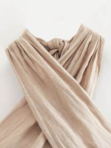 Donne Sexy senza maniche elegante <span class=keywords><strong>Beige</strong></span> chiaro sciarpa centrale nodo un accessorio Versatile per ogni occasione t-shirt <span class=keywords><strong>donna</strong></span> camicetta estiva - Product Image 3